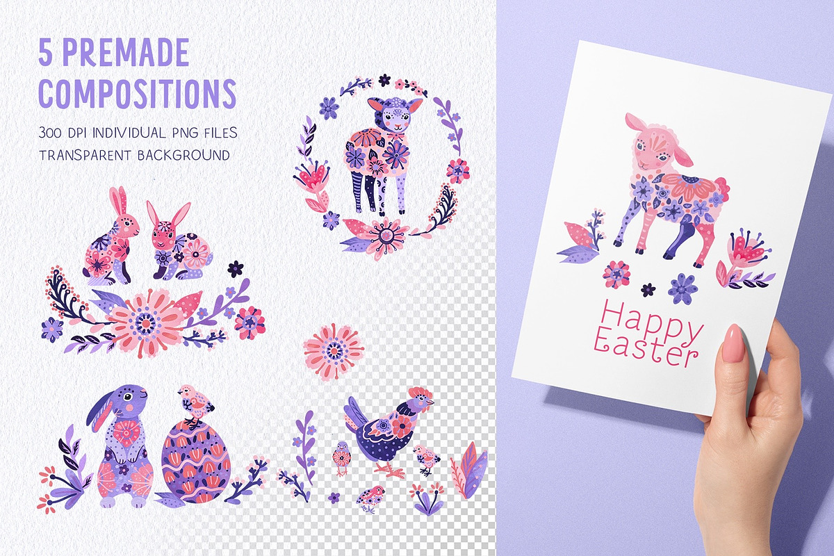 Folk Floral Easter collection, an Animal Illustration by PenguinArtStudio (Photo 5 of 8)