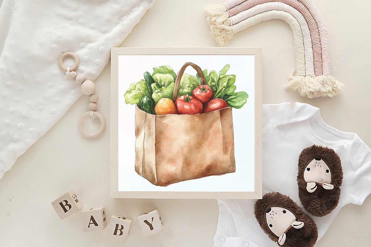 Watercolor Farmers Market Clipart, an Illustration by CraftArtStudio (Photo 6 of 6)
