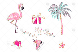 Christmas Flamingo Clipart