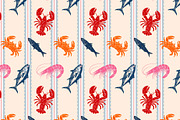 Vintage Coastal Seafood Pattern, a Pattern Graphic by MISS CHATZ (Thumbnail 3 of 3)