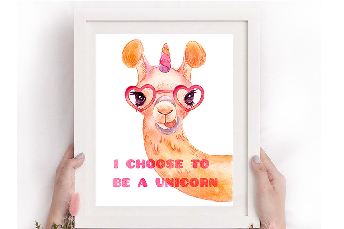 Llama peekaboo - watercolor clipart, an Animal Illustration by DigitalDream (Photo 5 of 5)