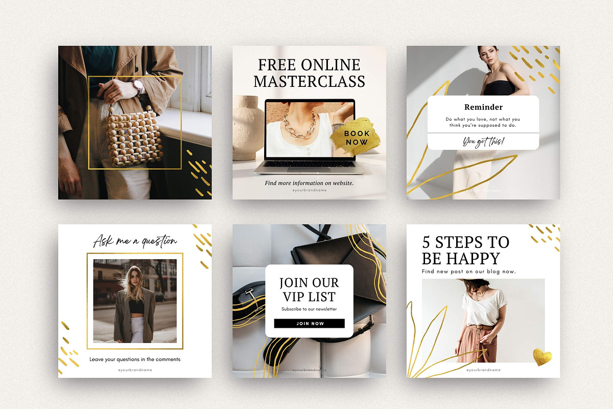 Gold Instagram Post Pack Canva, a Social Media Template by DeeBeeDesign (Photo 5 of 9)
