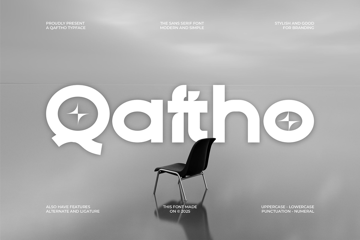 Qaftho || Modern Display Sans Serif, a Sans Serif Font by Ermedia Studio (Photo 1 of 10)