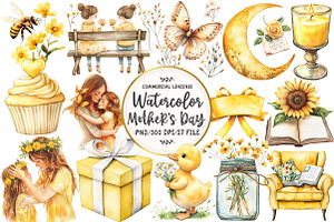 Yellow Mother's Day Clipart, an Illustration by OK Design