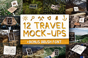 12 Travel Mockups + Bonus Font!, a Packaging Mockup by Brandspark (Thumbnail 1 of 13)