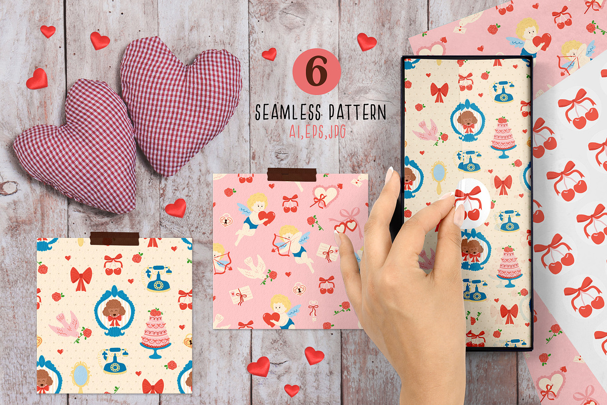 Vintage Valentine Vector Collection, a Decorative Illustration by NataKa (Photo 4 of 10)