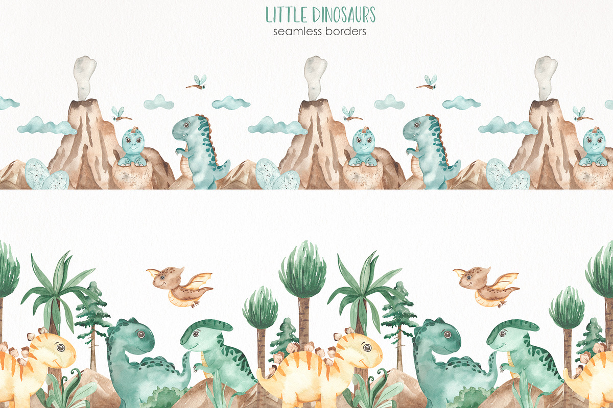 Little dinosaurs watercolor, an Animal Illustration by Marina Ermakova (Photo 9 of 13)