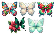 Christmas Butterfly Clipart Bundle, an Illustration by Dream Creation (Thumbnail 6 of 6)