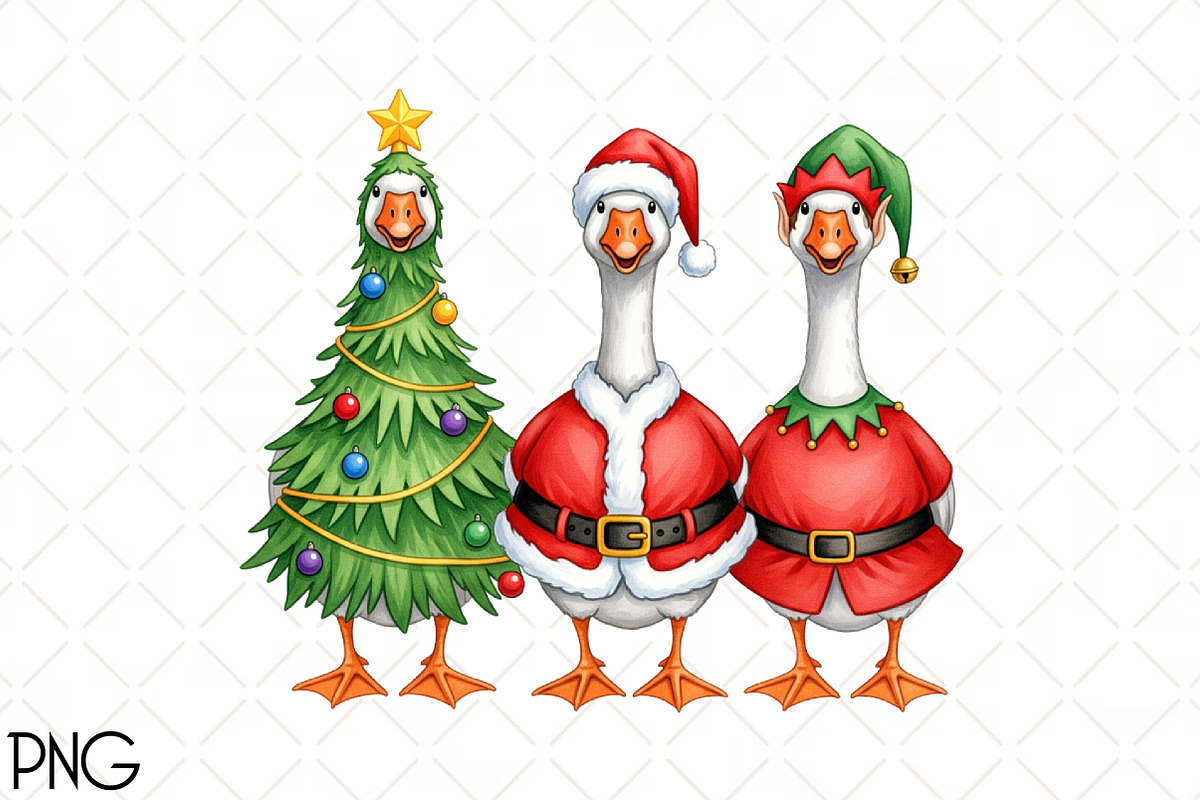 Vintage Christmas Goose Png, an Illustration by Black Bird Studio (Photo 1 of 4)