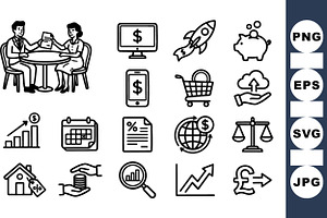 Business Finance Icon Vector Set, an Illustration by designvectx