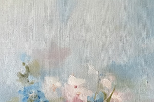 Abstract floral painting with soft pastel colors, creating a del, an Illustration by Studio ANNA
