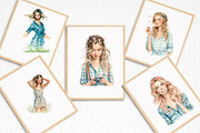 Watercolor Summer Girl Clipart Bundl, an Illustration by DreamArtGraphic (Thumbnail 5 of 8)