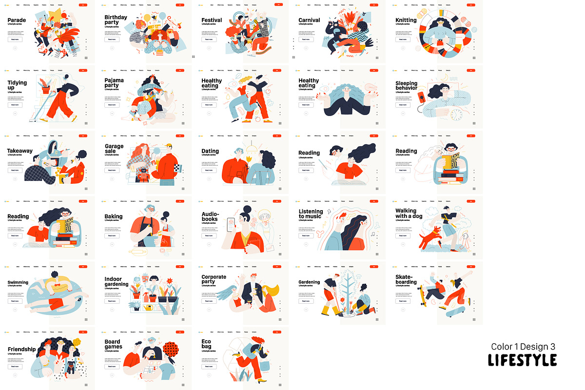 Lifestyle vector ills, color 1, a Templates & Theme by Grivina's shop (Photo 17 of 18)