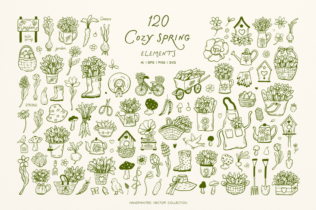 Whimsical Set Cozy Spring, a Seasonal Illustration by ViktoriyaD (Photo 3 of 22)