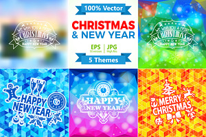 Christmas and New Year Backgrounds, a Decorative Illustration by TAlex