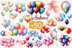 Party Balloons Clipart PNGs