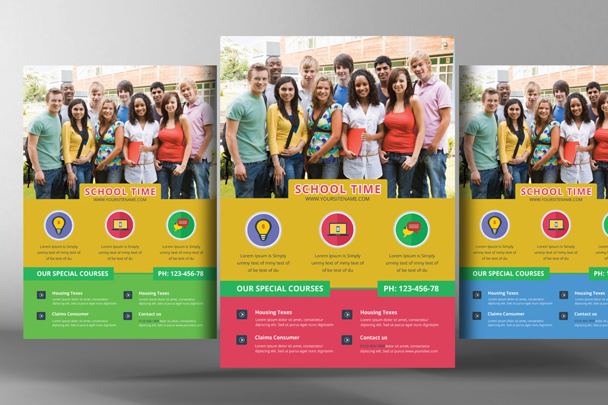 5 Education Flyers Bundle, a Flyer Template by graphicforest
