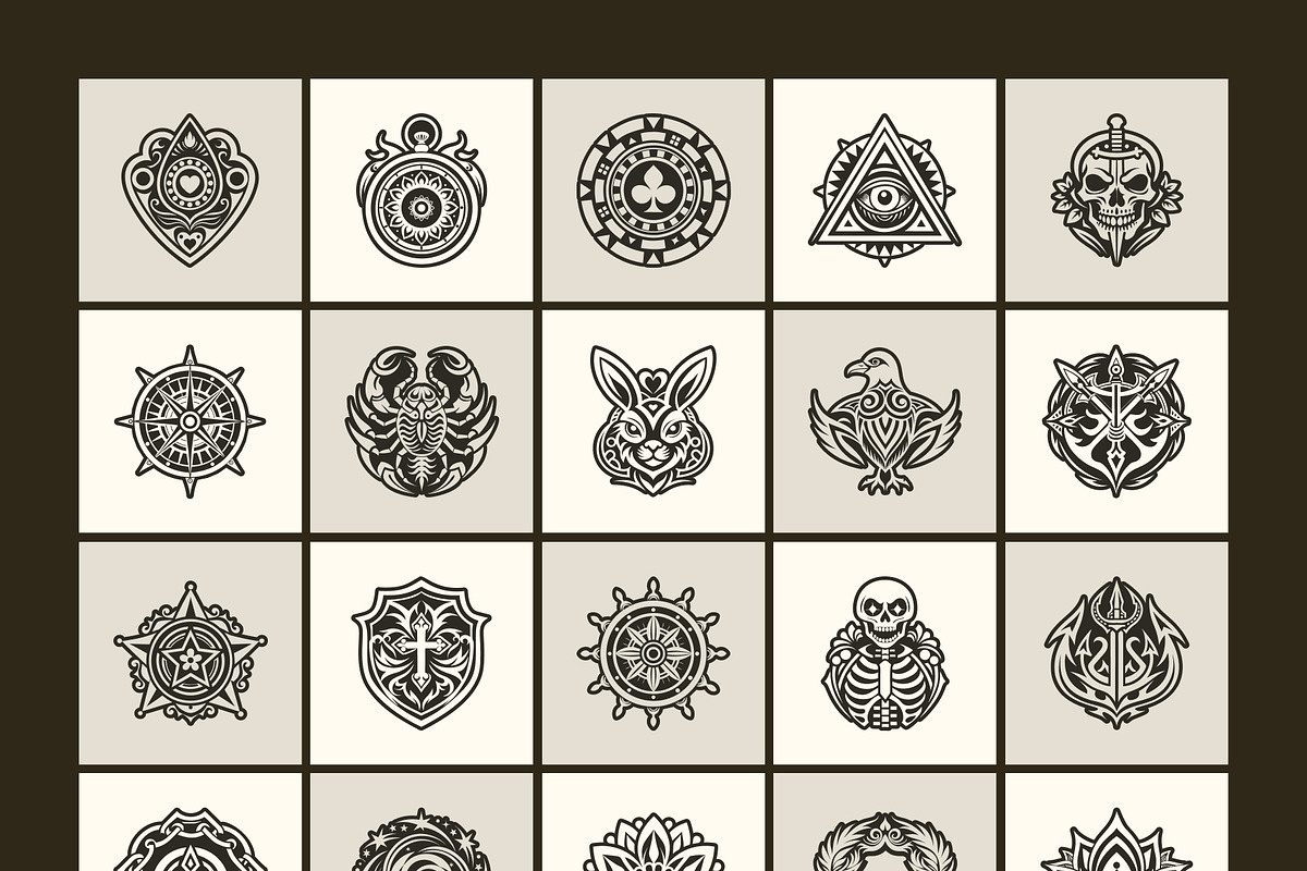 1500 Tattoo Symbols Icons, a Solid Icon by Creative Stall (Photo 15 of 19)