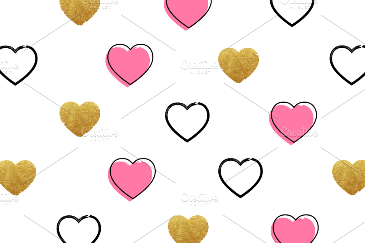 Handdrawn Heart Shape Pattern, a Pattern Graphic by Black White Mouse Design (Photo 1 of 3)