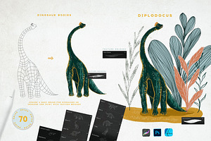 Dragon Dino Grids For Procreate, Ps