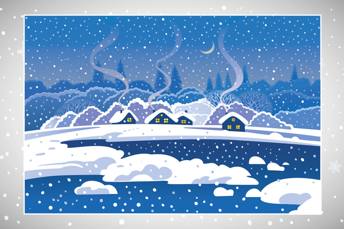 Winter landscape, vector set., a Decorative Illustration by Countryside life (Photo 6 of 7)