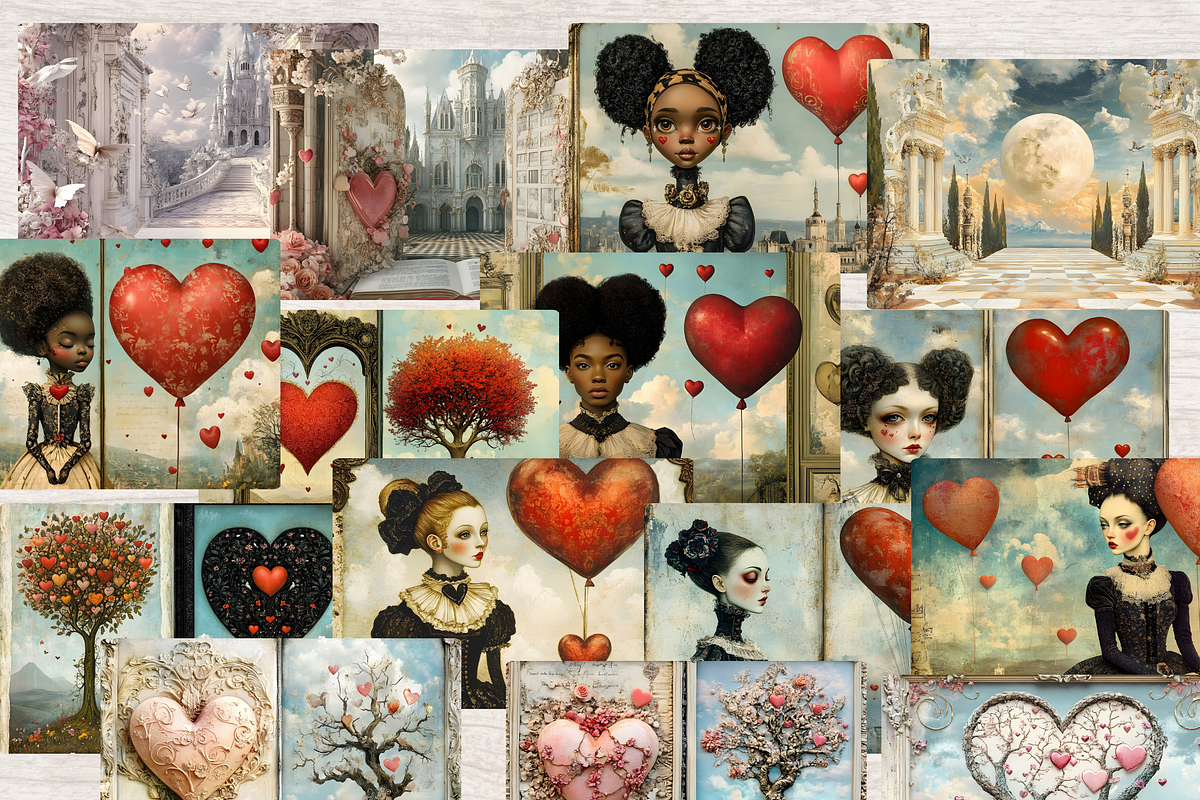 SURREAL VALENTINE JUNK JOURNAL KIT, a Seasonal Illustration by Daring Digies (Photo 5 of 7)