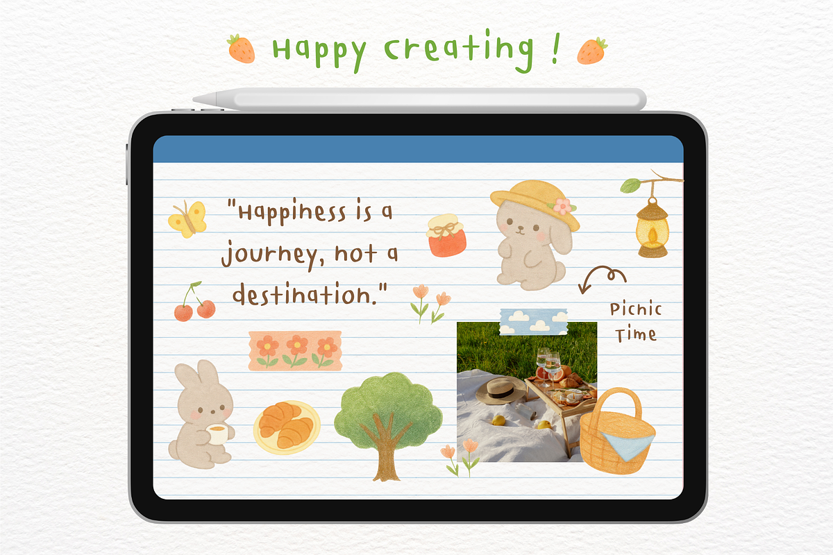 Bunny Picnic Goodnotes Stickers, a Decorative Illustration by mimimeow (Photo 3 of 3)