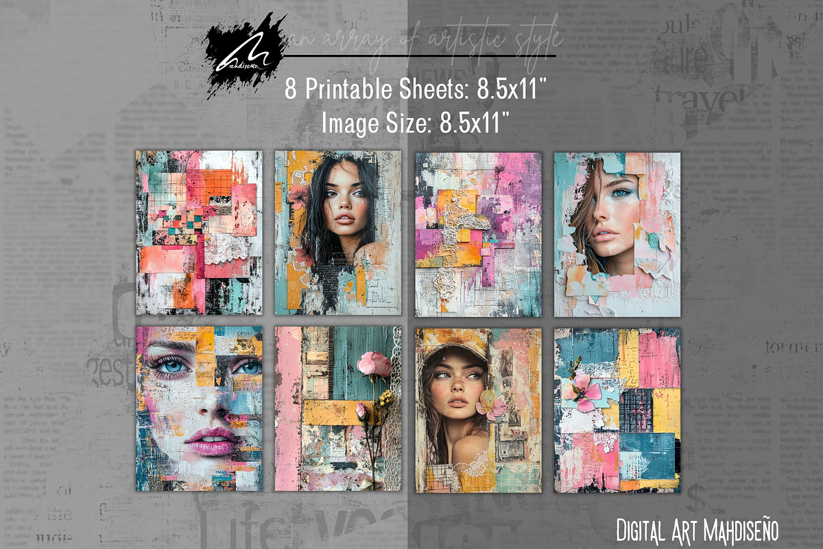 Shabby Portrait Mixed Media Pages, a Person Illustration by Digital Art Mahdiseño (Photo 7 of 10)