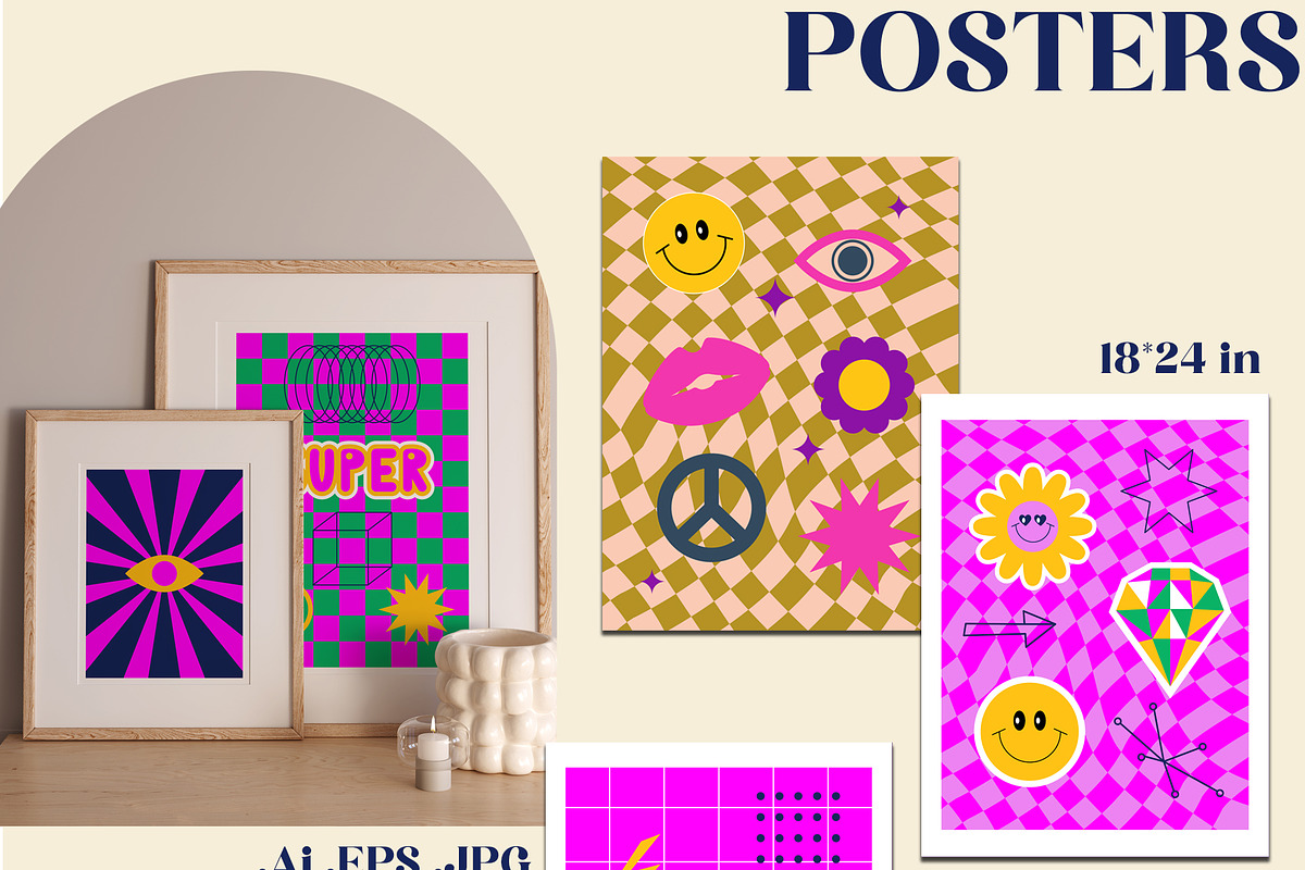 Retro groovy posters - wall art, an Illustration by Sofico (Photo 8 of 13)