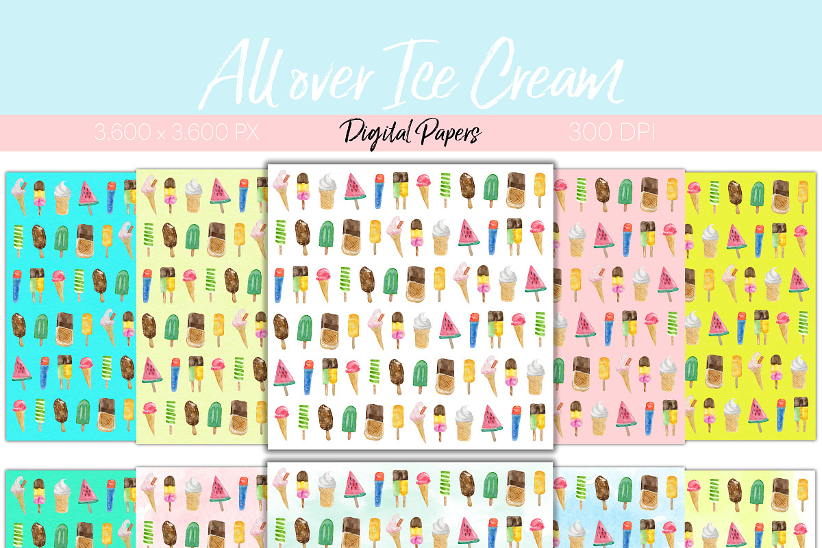 Hand-drawn Watercolor Ice Cream, an Illustration by U + Me Studio (Photo 8 of 14)