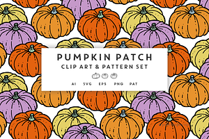 Pumpkin Patch Vector Pattern Set