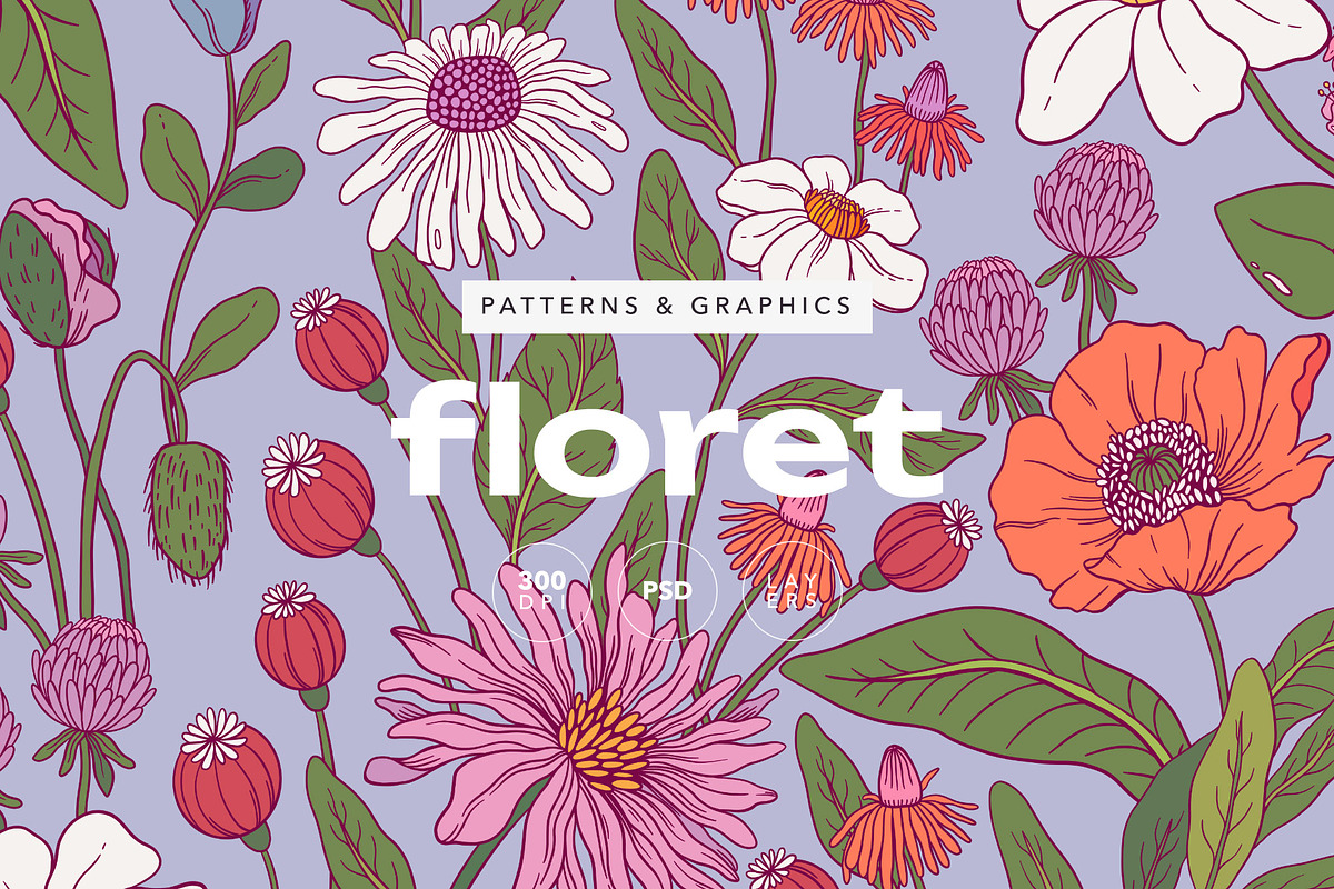 Floral Modern Pattern and Graphics, a Pattern Graphic by likorbut (Photo 1 of 10)
