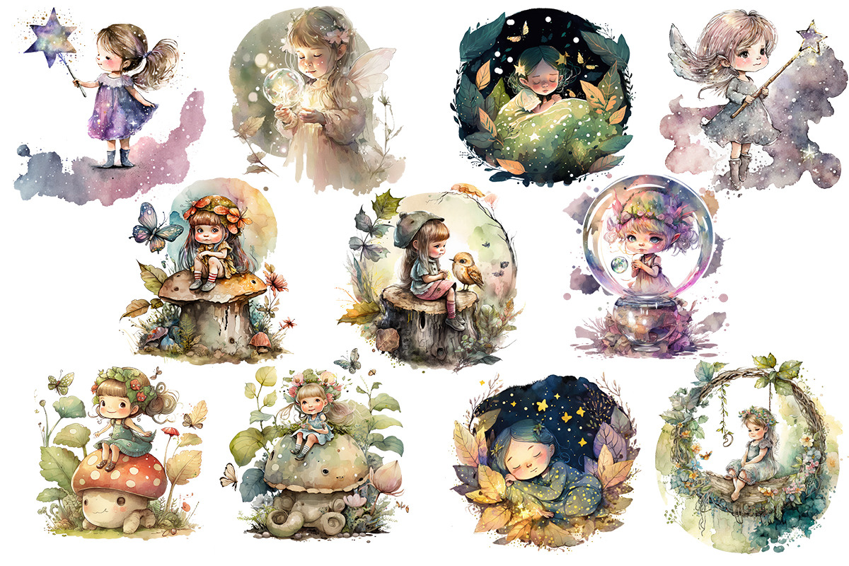 Watercolor Little Fairy Girl, a Person Illustration by Design Scotch