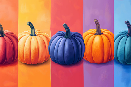 Pumpkins divided on different color, a Nature Photo by MistyDay