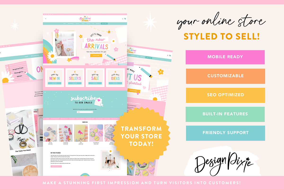 Fun Rainbow Shopify Theme, a Shopify Template by Design Pixie (Photo 2 of 10)