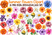 Watercolor Summer Flowers Clipart, an Illustration by Sublimation Artist (Thumbnail 1 of 6)