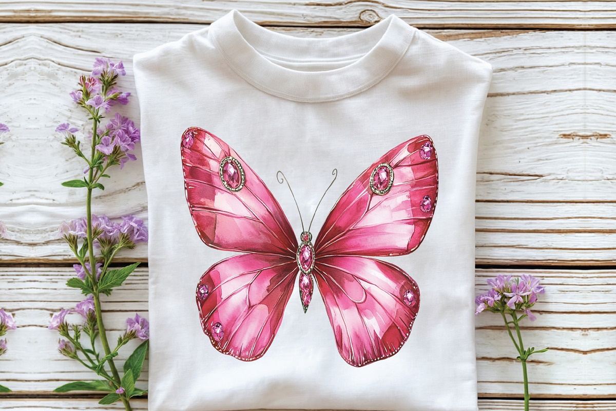 Watercolor Pink Butterfly Clipart, an Illustration by CraftArtStudio (Photo 5 of 6)