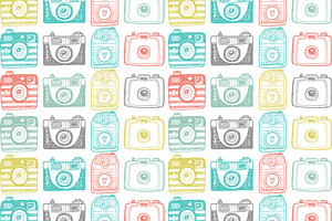 Hand Drawn Camera Set Patterns