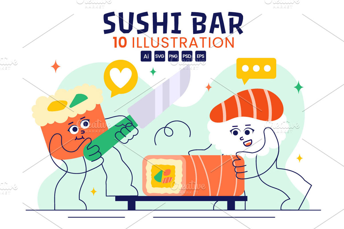 10 Sushi Bar Illustration, a Food Illustration by denayunebgt (Photo 1 of 4)