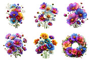 Watercolor Cosmos Flowers Clipart, an Illustration by Dream Creation (Thumbnail 6 of 7)
