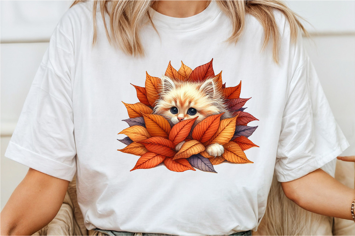 Watercolor Autumn Cat Clipart, an Illustration by Rose Art (Photo 5 of 9)