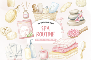 Spa Party Clipart, Beauty Clipart, an Illustration by TatiMockup