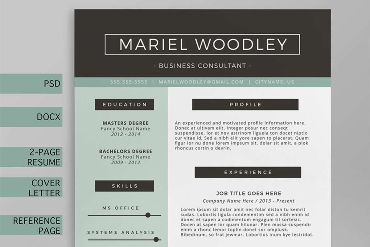 Resume Template 4-Page - CV Template, a Resume Template by Blissful Pixels (Photo 1 of 4)