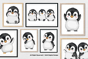 15 Bundle Watercolor Baby Penguin, an Animal Illustration by Morspective (Thumbnail 4 of 8)