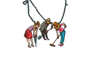 People in chains work. Modern, a Person Illustration by rogistok