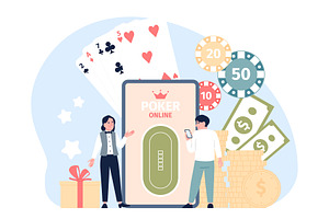 Online poker concept. Man play in, a Sport Illustration by LadadikArt