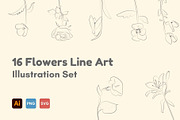 Flower Line Art Illustration, an Illustration by GravitaSign (Thumbnail 2 of 3)