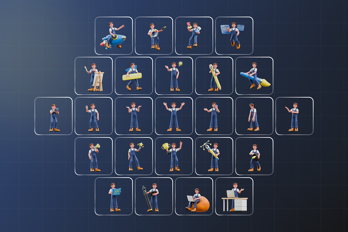 Creative Character 3D Icon Pack, a Characters & Person 3D Model by Haps Space (Photo 4 of 4)