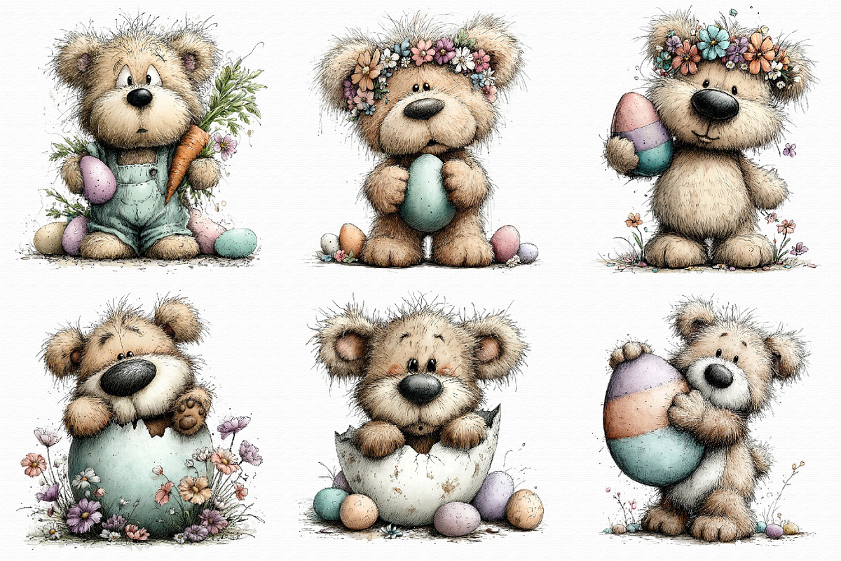 Whimsical Easter Teddy Bear Clipart, an Illustration by Libby Wishes (Photo 8 of 8)