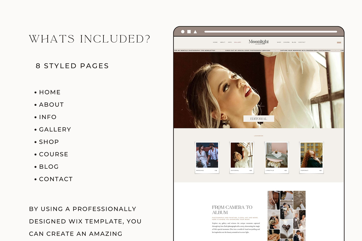 Wix Website Template - Photography, a Wix Template by Nes Design Co (Photo 14 of 19)